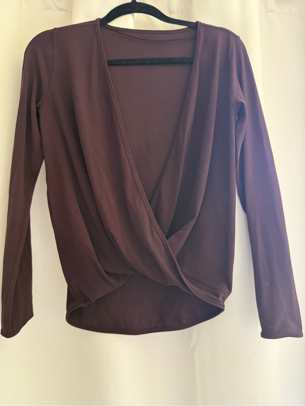 lululemon athletica Brown Draped Wrap-Front Long Sleeve Top